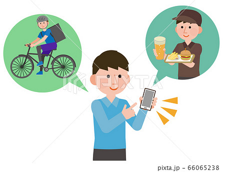 ギグワーク アプリを使い隙間時間で働く男性 イラスト ギグワーク アプリを使い隙間時間で働く男性 イラスト 66065238