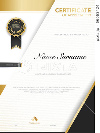 diploma certificate template black and gold color. 66065424