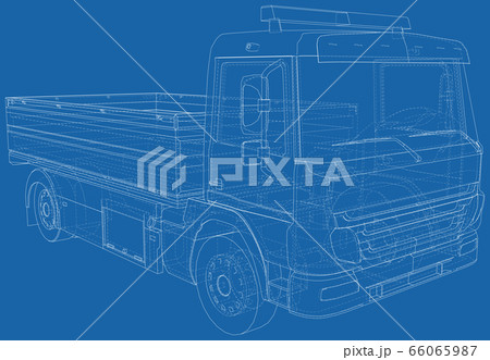 Fire Engine illustration vector. Fire truck Wire-frame line isolated. Vector rendering of 3d 66065987