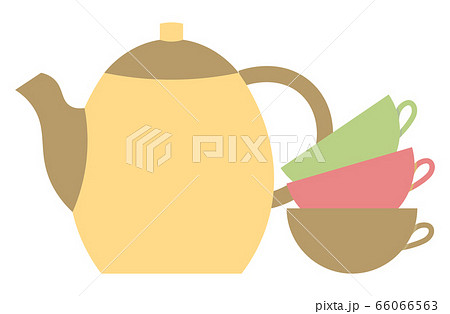 Teapot and Three Cups, Kitchen Stuff for Drink Tea Teapot and Three Cups, Kitchen Stuff for Drink Tea 66066563