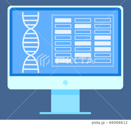 Screen of Pc with Dna Report, Medical App Vector 66066612