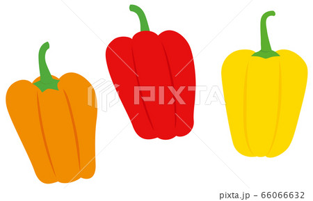 野菜 パプリカ 3色 赤色 オレンジ色 黄色のイラスト素材 野菜 パプリカ 3色 赤色 オレンジ色 黄色のイラスト素材