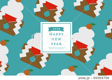 2038年賀状テンプレート　ハッピーニューイヤー　年賀状 午年　うま年　午年　馬年　２０３８年 66068706