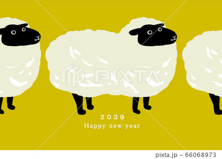 2039年賀状テンプレート ハッピーニューイヤー 年賀状 羊年 ひつじ年 羊年 未年 ２０３９年のイラスト素材 66068973 Pixta