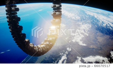 futuristic space station on Earth orbit 66070517