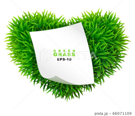 Grassy heart with a clean sheet of paper 66071109