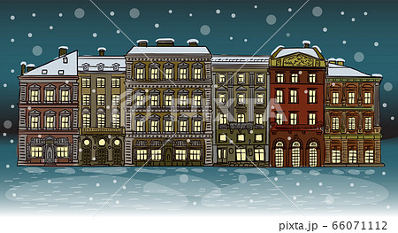 Antique European street. Winter Night city Antique European street. Winter Night city 66071112