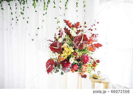 Interior of a restaurant prepared for wedding ceremony Interior of a restaurant prepared for wedding ceremony 66072506