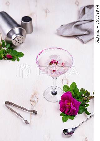 Pink cocktail Margarita with rose syrup Pink cocktail Margarita with rose syrup 66072974