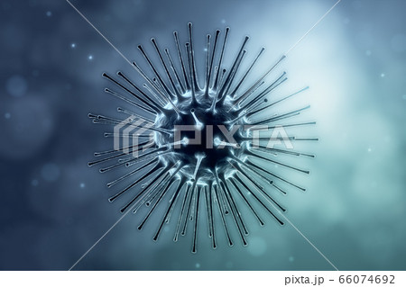Coronavirus illustration. New deadly disease-causing viruses such as COVID-19 or SARS (Severe acute respiratory syndrome). Virus in a microscope close up. 3D rendering Coronavirus illustration. New deadly disease-causing viruses such as COVID-19 or SARS (Severe acute respiratory syndrome). Virus in a microscope close up. 3D rendering 66074692
