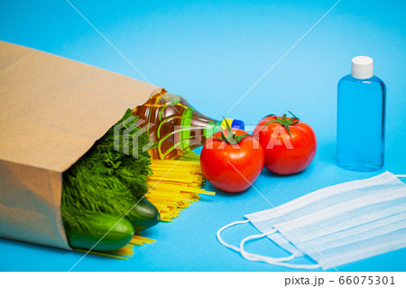 Social assistance package with products for people in need help Social assistance package with products for people in need help 66075301