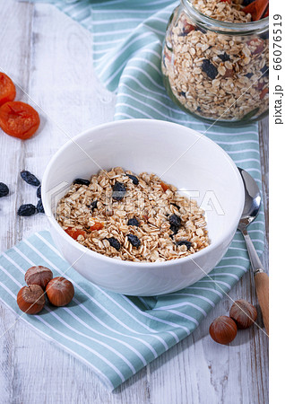 Healthy food, granola for breakfast 66076519