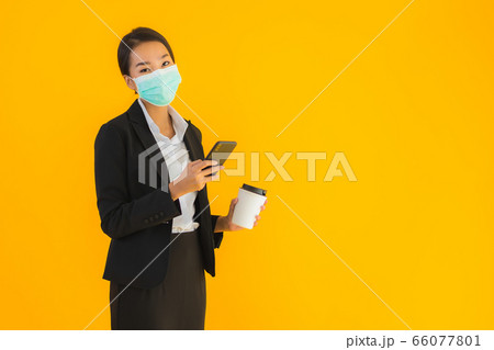 Portrait young asian woman using laptop computer 66077801