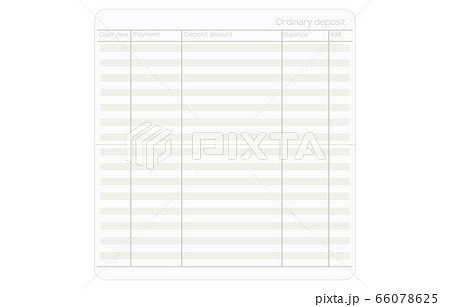 なにも記入されていない通帳の見開きページ 66078625