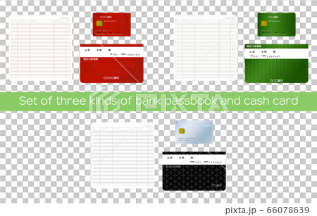 Illustration set of passbook with open and closed passbook and cash card 66078639