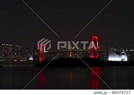 東京　レインボーブリッジ　赤色　東京アラート　初の発動　2020年6月2日　 66078727