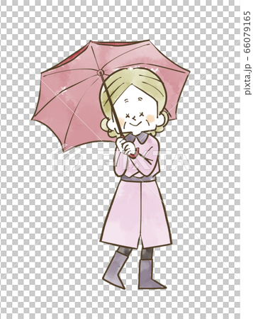 Senior woman holding an umbrella-watercolor Senior woman holding an umbrella-watercolor 66079165