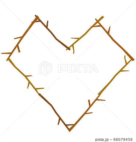 木の枝で組んだハートのフレームのイラスト｜タイトルバックに自然のイメージ白背景 66079456
