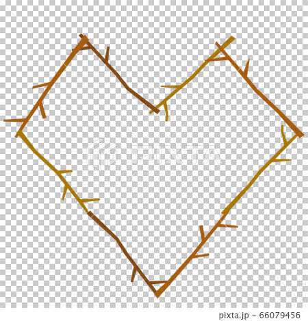 木の枝で組んだハートのフレームのイラスト｜タイトルバックに自然のイメージ白背景 66079456