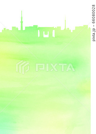 東京　雷門　スカイツリー　背景 66080028