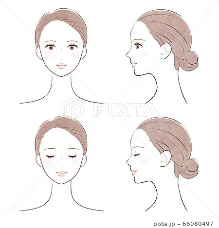 女性 正面 横顔 イラストのイラスト素材