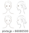 女性の正面、横顔のイラスト 色無し 66080500