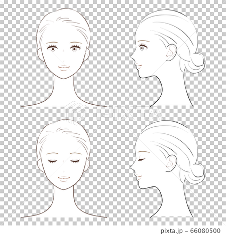 Female Front View Profile Illustration No Color Stock Illustration Female Front View Profile Illustration No Color Stock Illustration