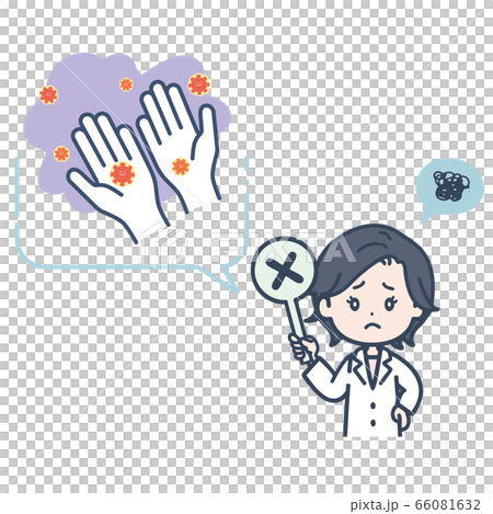Illustration of a female doctor explaining dirty hands 66081632