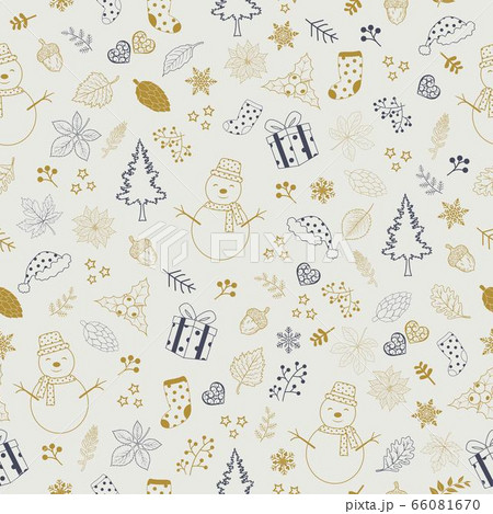 Christmas holiday seamless pattern with cute hand drawn cartoon Christmas holiday seamless pattern with cute hand drawn cartoon 66081670