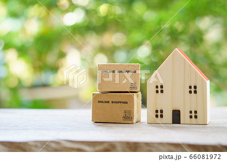 Online shopping with a shopping cart and shopping 66081972
