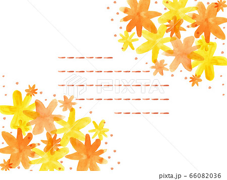 オレンジ 花 お手紙のイラスト素材