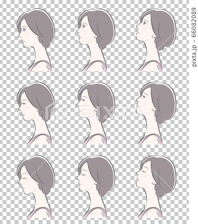 Facial expression illustration of a profile of a woman 66082089