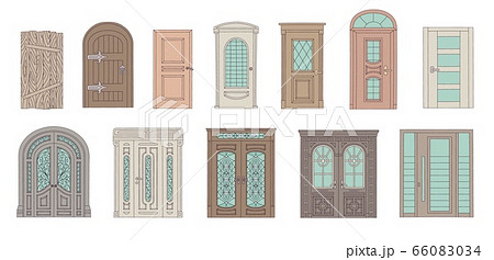Set of drawing old vintage and modern doors of houses and buildings. Set of drawing old vintage and modern doors of houses and buildings. 66083034