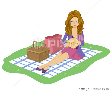 Girl Mom Park Public Breastfeed Illustration Girl Mom Park Public Breastfeed Illustration 66084510