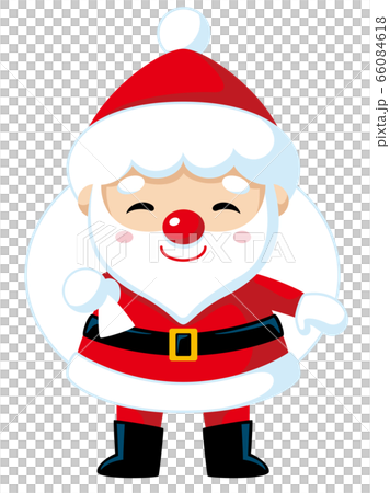 赤服サンタアイコン 袋付きにっこり のイラスト素材