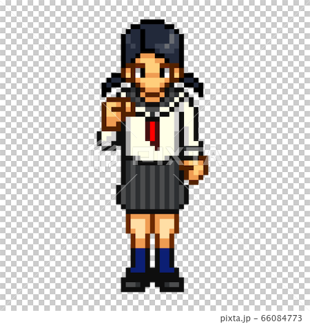 学生女性01ガッツポーズ 66084773