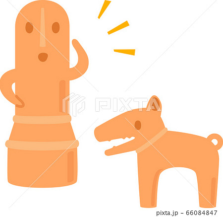 人物と犬の埴輪のイラスト素材