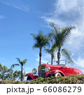 カリフォルニア・ロス・ヤシの木・赤い車・レトロカー・青空 66086279