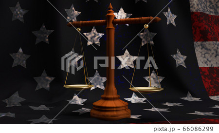 The libra on front American flag 3d rendering for law content. 66086299