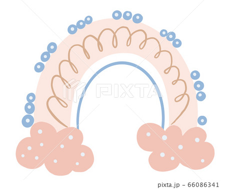 Illustration color cartoon rainbow in gentle pastel colors with elements and details on a white 66086341