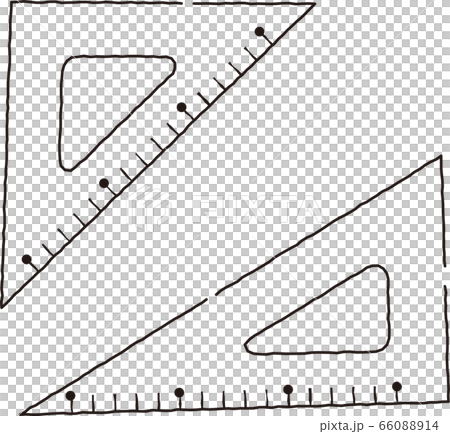 手描き風線画の三角定規のイラストのセットのイラスト素材