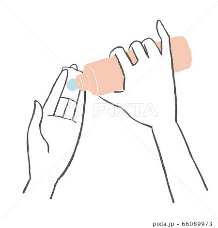 化粧水をコットンに浸すのイラスト素材