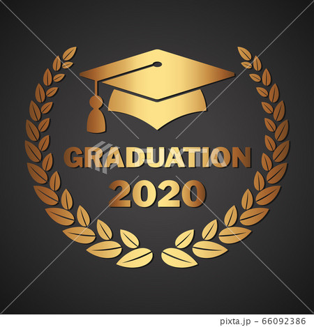 Graduation gold logo isolated on black background. Graduation gold logo isolated on black background. 66092386