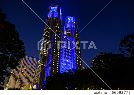 東京都庁 夜景 ブルーライトアップ 東京都庁 夜景 ブルーライトアップ 66092772