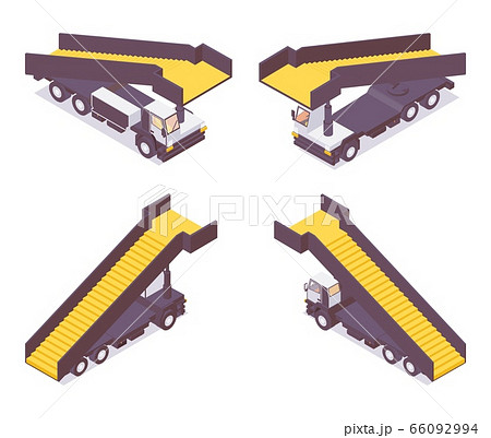 Isometric set of aircraft passenger stair truck in 66092994