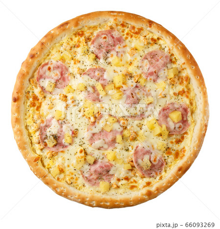 Delicious hot Hawaiian Pizza with chicken fillet, 66093269