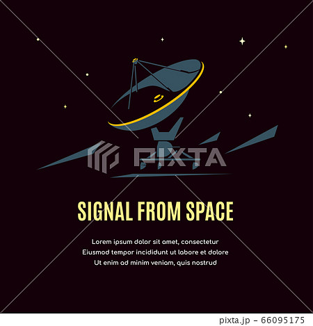 Space banner design with radiotelescope, flat style illustration 66095175