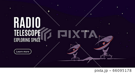 Space banner design with radiotelescope, flat style illustration 66095178
