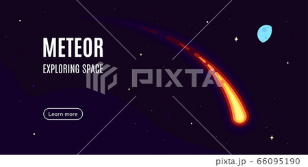 Space banner design with meteor, flat style illustration 66095190