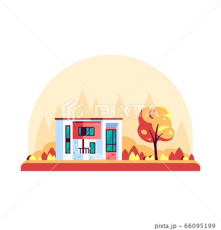 Autumn landscape with modern villa 66095199